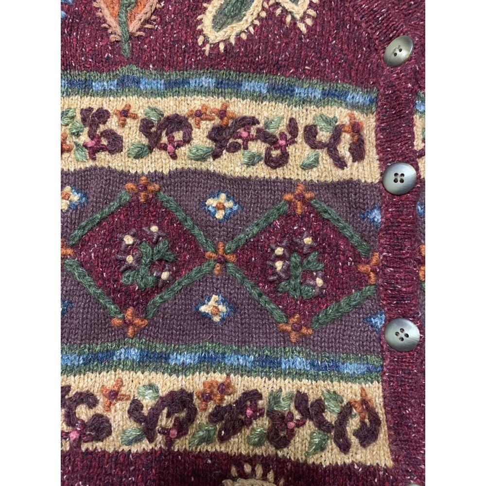 Vintage Signature Northern Isles Cardigan - Hand Embroidered Floral Red Grandma - Picture 11 of 11